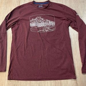 Columbia Shirt‎ Men Medium Red Long Sleeve Gym Workout Hiking Omni Wick